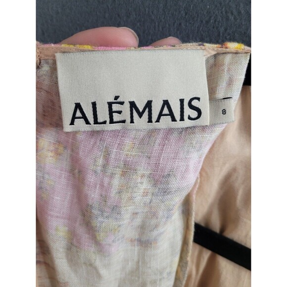 ALEMAIS Sz 8 AUS 4 US Floral Linen Patchwork Matilde Midi Dress Spring Summer - Picture 3 of 16